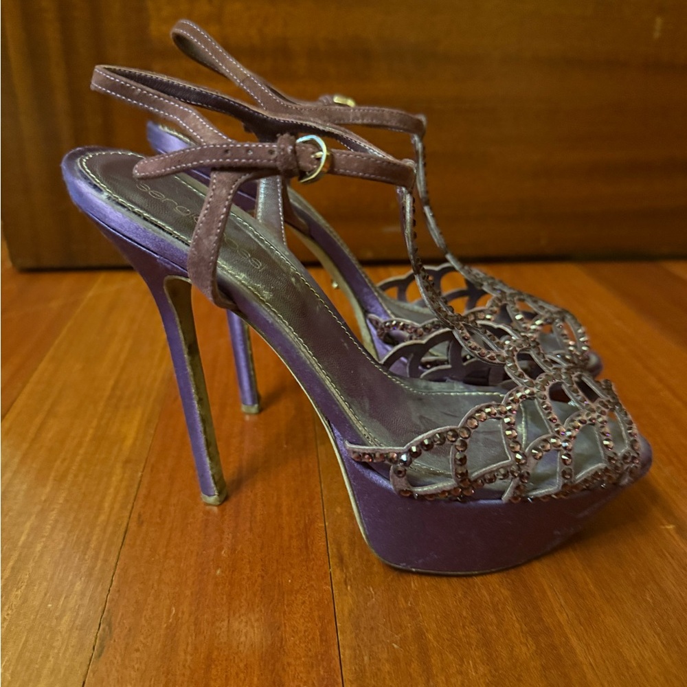 Sergio Rossi Scalloped Crystal Heels